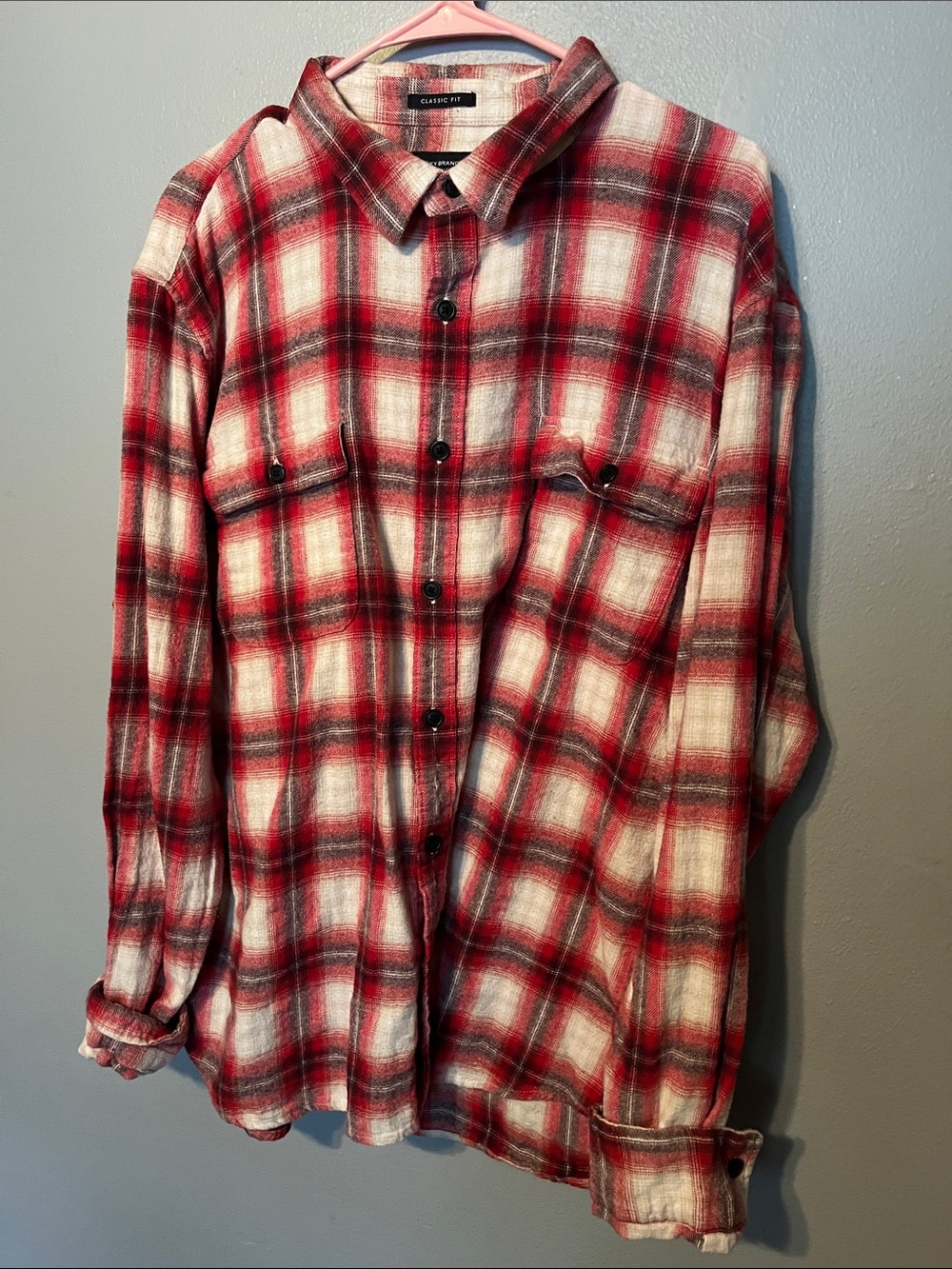 Lucky Brand Red and White Plaid Button-Down Shirt